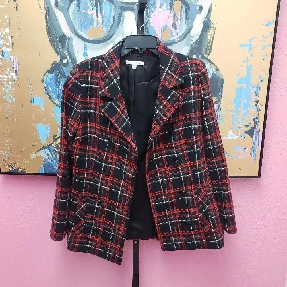 CAbi #165 Manhattan Tartan Double Breasted Plaid Blazer - Picture 2 of 8